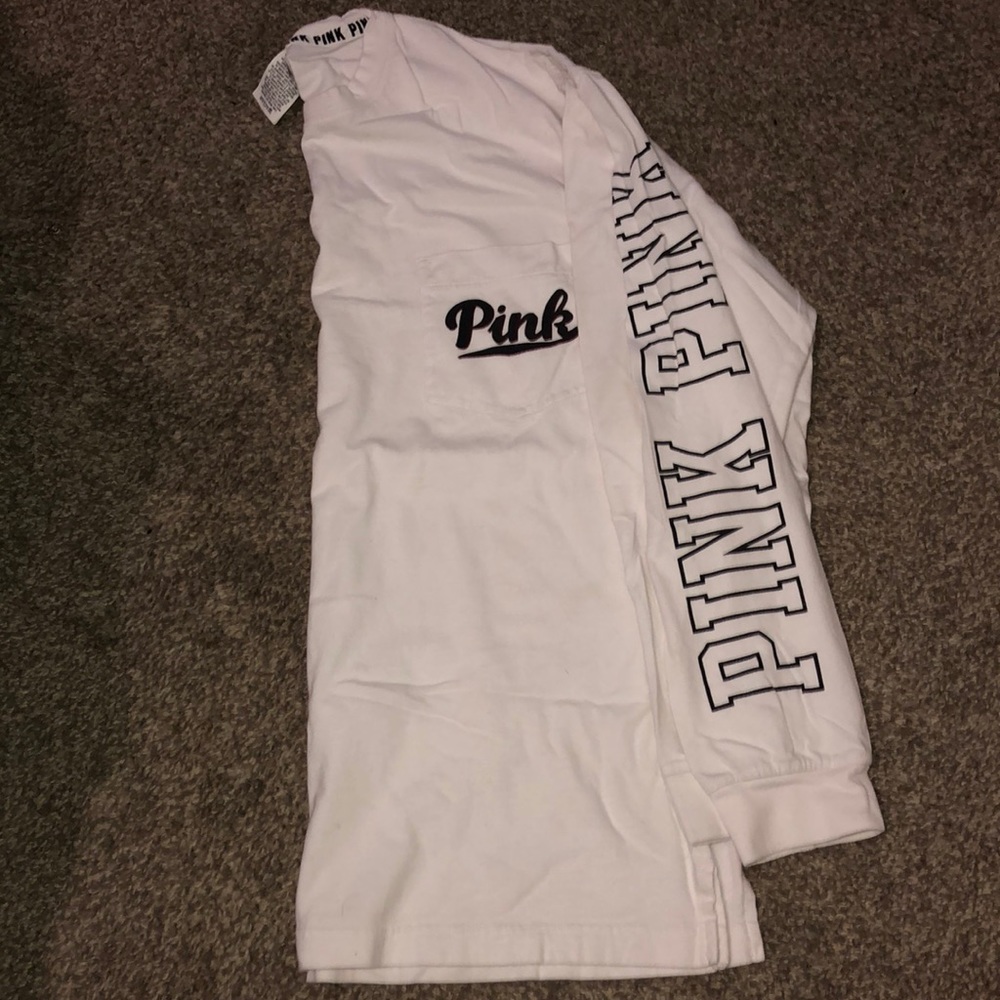 PINK white long sleeve t-shirt